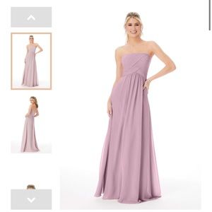 Morilee strapless chiffon bridesmaid dress in lilac